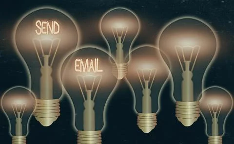 Text sign showing Send Email. Conceptual photo the system for using computers to 스톡 일러스트