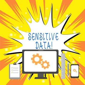 Text sign showing Sensitive Data. Conceptual photo information that is protected Illustrazione stock