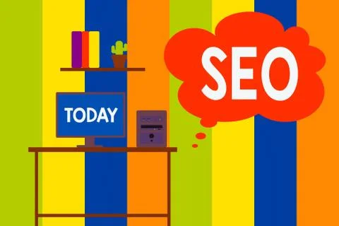 Text sign showing Seo. Conceptual photo incredibly effective way to market your Stock Illustration