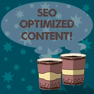 Text sign showing Seo Optimized Content. Conceptual photo Making website pages Illustrazione stock