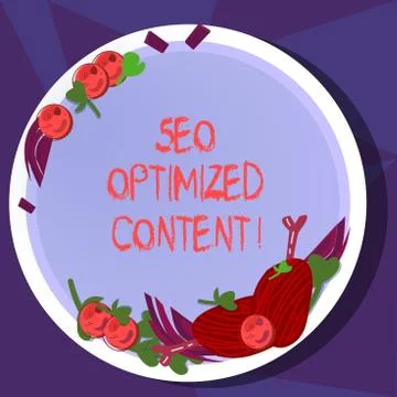 Text sign showing Seo Optimized Content. Conceptual photo Making website pages イラスト素材