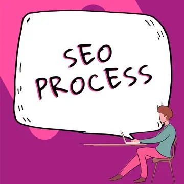 Text sign showing Seo Process. Business idea steps of increasing the quality and Stock Illustration