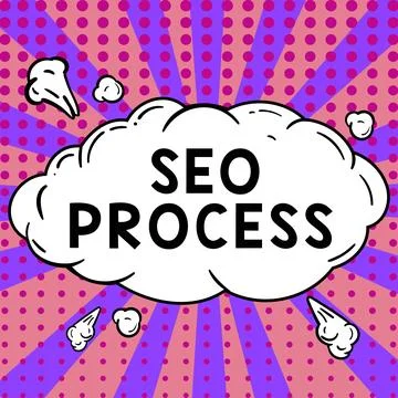 Text sign showing Seo Process. Business showcase steps of increasing the quality Stock Illustration