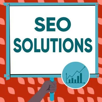 Text sign showing Seo Solutions. Business showcase Search Engine Result Page Illustrazione stock