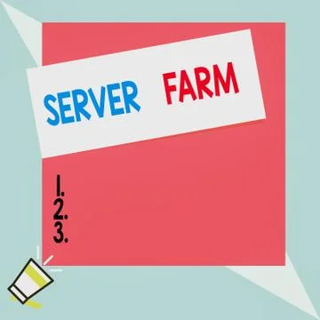 Text sign showing Server Farm. Conceptual photo a group of computers acting as Illustrazione stock