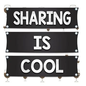 Text sign showing Sharing Is Cool. Conceptual photo giving and getting knowledge 스톡 일러스트