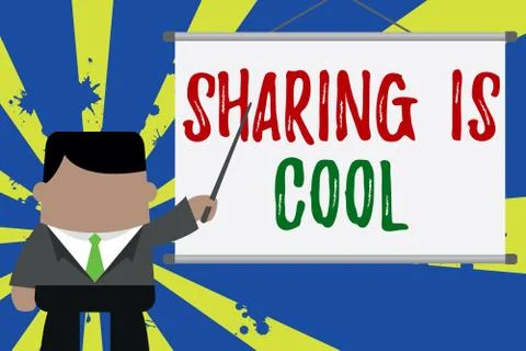 Text sign showing Sharing Is Cool. Conceptual photo giving and getting knowledge 스톡 일러스트