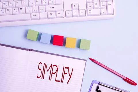 Text sign showing Simplify. Concept meaning make something simpler or easier to Stock Photos