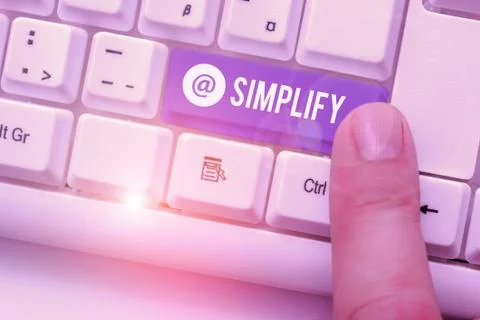 Text sign showing Simplify. Conceptual photo make something simpler or easier to Stock Photos