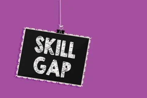 Text sign showing Skill Gap. Conceptual photo Refering to a person's weakness or Stock Illustration