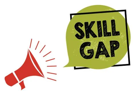 Text sign showing Skill Gap. Conceptual photo Refering to a person's weakness or Stock Illustration