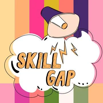 Text sign showing Skill Gap. Conceptual photo Refering to a person's weakness or Stock Illustration
