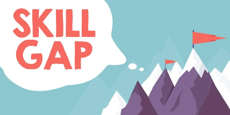 Text sign showing Skill Gap. Word for Refering to a person's weakness or Stock Illustration
