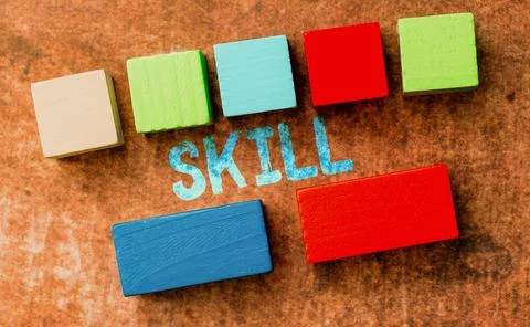 Text sign showing Skill. Internet Concept ability to use one s is knowledge Stock Photos