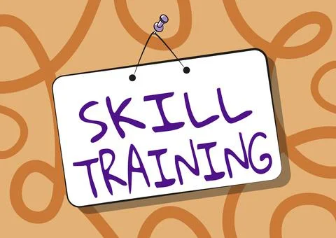 Text sign showing Skill Training. Conceptual photo designed to gain and enhance 스톡 일러스트