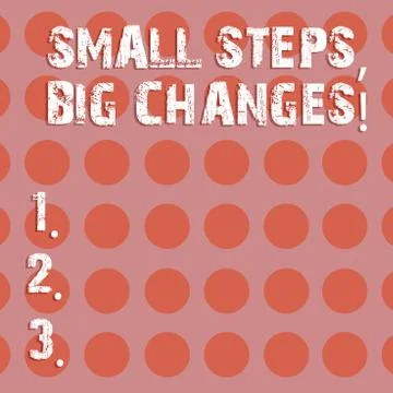 Text sign showing Small Steps Big Changes. Conceptual photo Make little things Ilustración de archivo