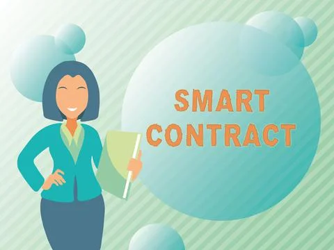 Text sign showing Smart Contract. Business approach digital agreement to control Ilustração Stock