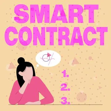 Text sign showing Smart Contract. Business idea digital agreement to control the Ilustração Stock
