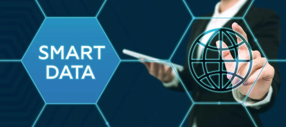 Text sign showing Smart Data. Word for digital information that is formatted for Stock Photos