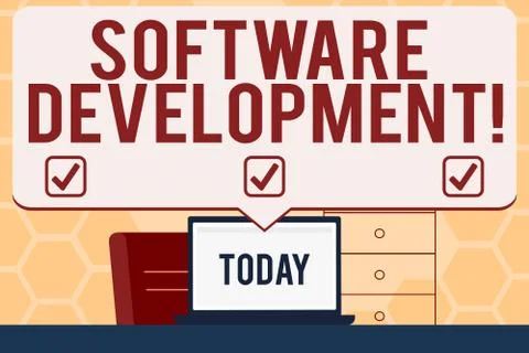Text sign showing Software Development. Conceptual photo software is created イラスト素材