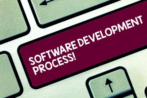 Text sign showing Software Development Process. Conceptual photo Process of Foto stock