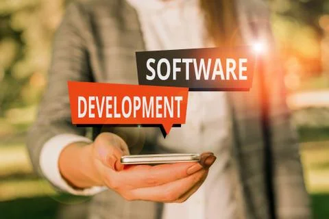 Text sign showing Software Development. Conceptual photo software is created Fotos de archivo