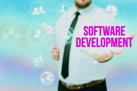 Text sign showing Software Development. Conceptual photo software is created 写真素材