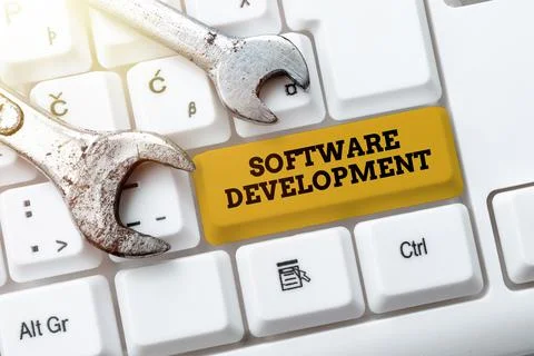 Text sign showing Software Development. Business idea software is created using 写真素材