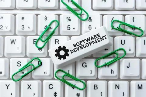 Text sign showing Software Development. Word for software is created using a Stockfoto's