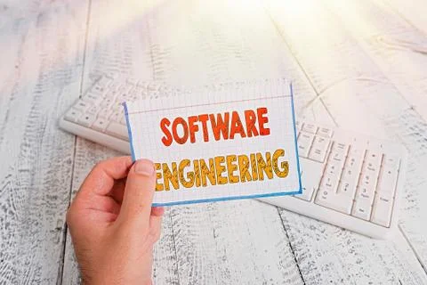 Text sign showing Software Engineering. Conceptual photo Program Development in 写真素材