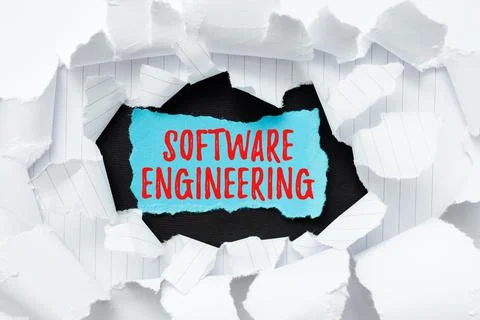 Text sign showing Software Engineering. Word for apply engineering to the Stock Photos