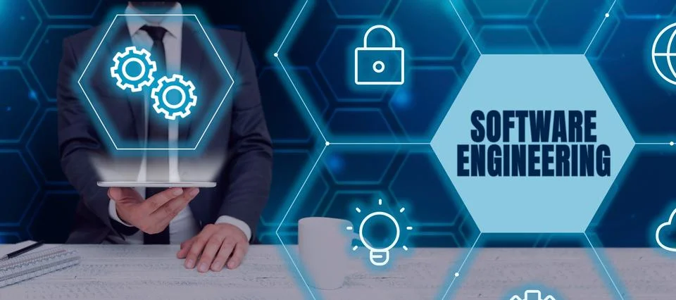 Text sign showing Software Engineering. Word Written on Program Development in Stock Photos