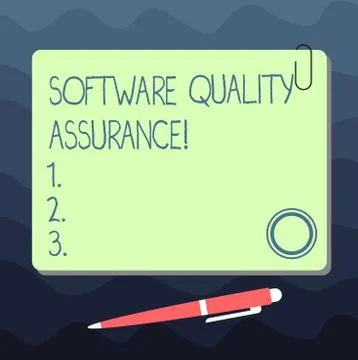 Text sign showing Software Quality Assurance. Conceptual photo Ensuring quality Stock Illustration