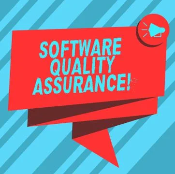 Text sign showing Software Quality Assurance. Conceptual photo Ensuring quality Stock-Illustration