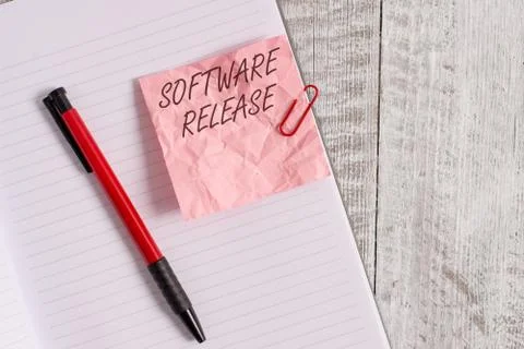 Text sign showing Software Release. Conceptual photo sum of stages of 写真素材