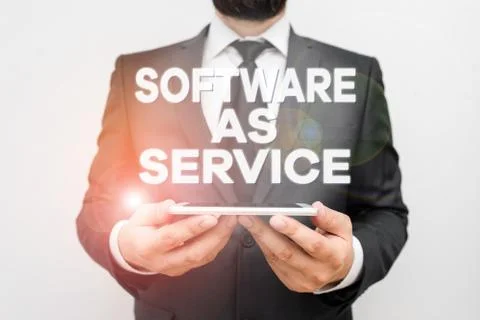 Text sign showing Software As Service. Conceptual photo On Deanalysisd licensed Foto stock