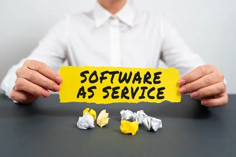 Text sign showing Software As Service. Business showcase On Demand licensed on Foto stock