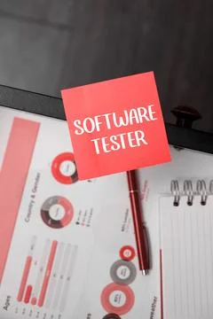 Text sign showing Software Tester. Business showcase implemented to protect Foto stock
