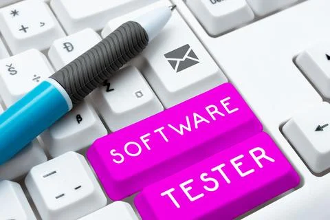 Text sign showing Software Tester. Internet Concept implemented to protect Foto stock