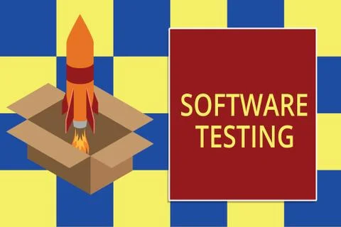 Text sign showing Software Testing. Conceptual photo investigation provide Illustrazione stock
