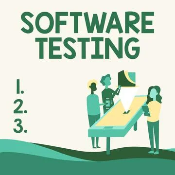 Text sign showing Software Testing. Word for investigation provide information Stock Illustration