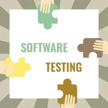 Text sign showing Software Testing. Concept meaning activity to check whether Illustrazione stock