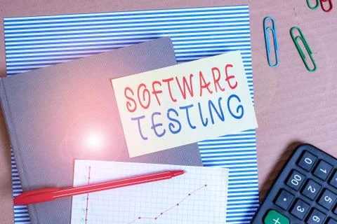 Text sign showing Software Testing. Conceptual photo evaluate the functionality Foto stock