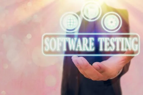 Text sign showing Software Testing. Conceptual photo investigation provide Foto stock