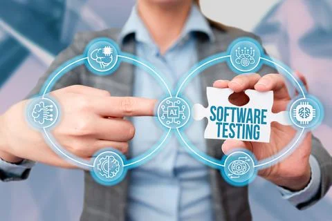 Text sign showing Software Testing. Conceptual photo evaluate the functionality Stock Photos