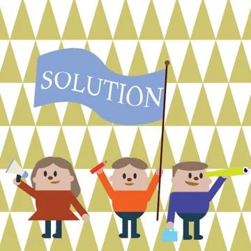 Text sign showing Solution. Conceptual photo means of solving problem or dealing Stock Illustration