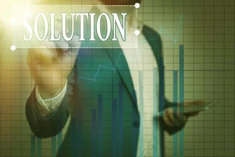Text sign showing Solution. Conceptual photo the ways to solve a problem or Foto stock