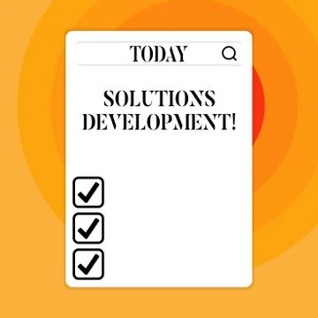 Text sign showing Solutions Development. Conceptual photo determining the best イラスト素材