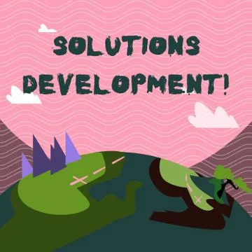 Text sign showing Solutions Development. Conceptual photo determining the best Stock Illustration