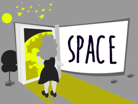 Text sign showing Space. Conceptual photo continuous area or expanse which is Ilustração Stock
